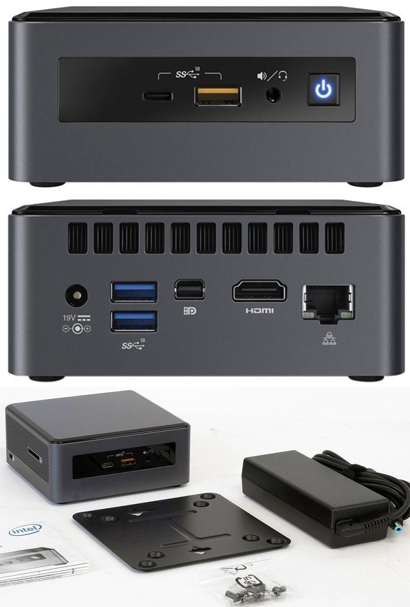 Intel NUC8I5INHJA (Intel Core i5-8265U, 8GB RAM, 16GB Optane SSD, 1TB 2,5" HDD, Radeon 540X, <b>Win 10 Home</b>)